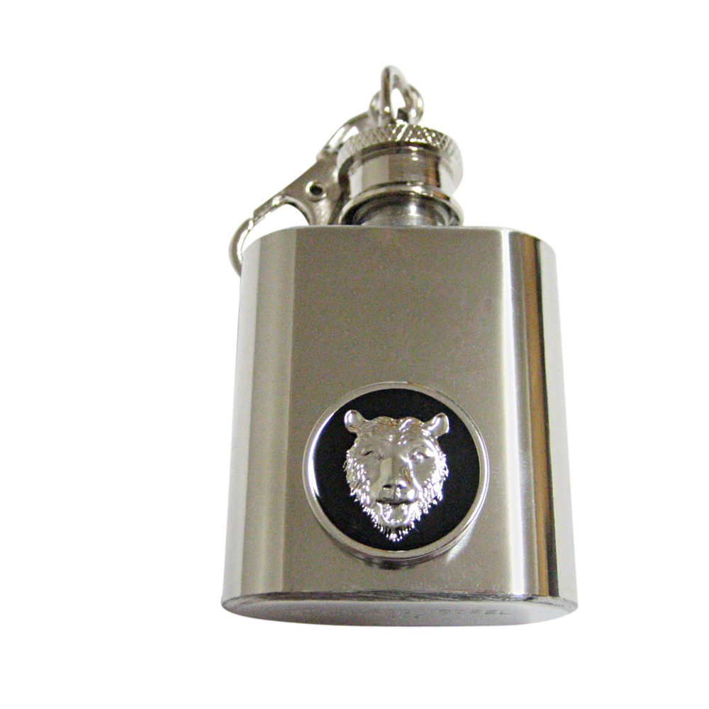 Rounded Bear Pendant Keychain Flask - image 1